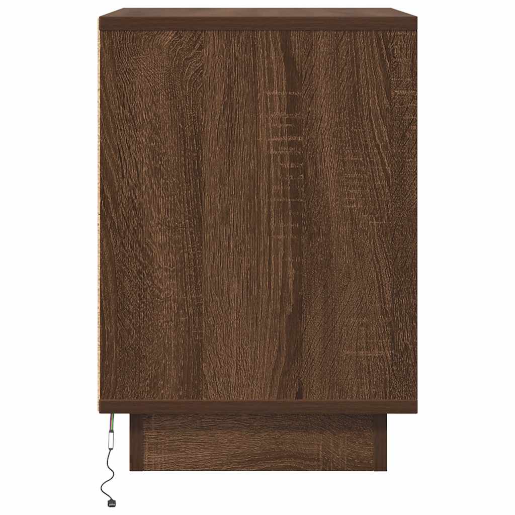 Bedside Cabinets with LED Lights 2 pcs Brown Oak 38x34x50 cm