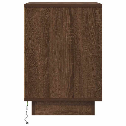 Bedside Cabinets with LED Lights 2 pcs Brown Oak 38x34x50 cm