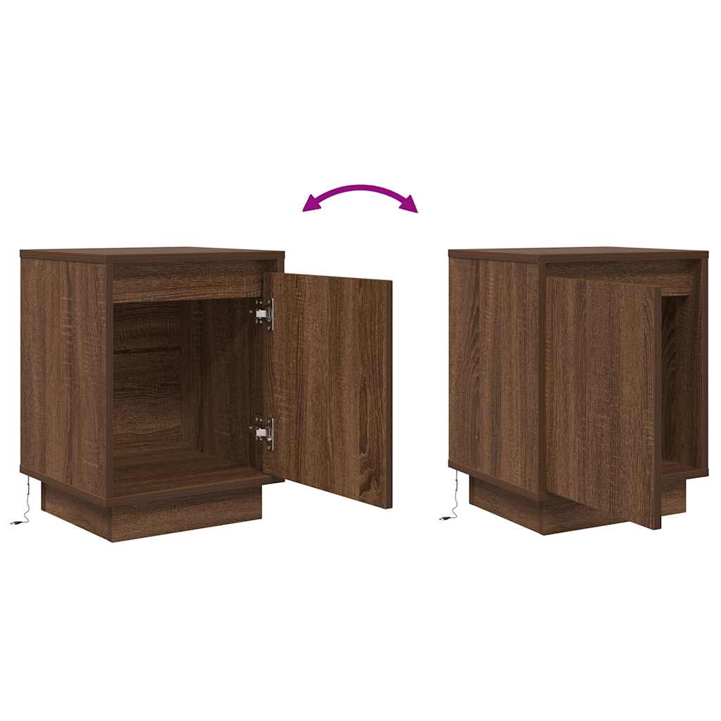 Bedside Cabinets with LED Lights 2 pcs Brown Oak 38x34x50 cm