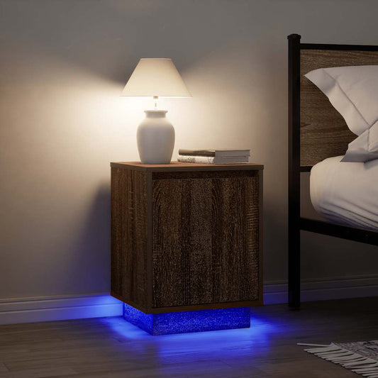 Bedside Cabinets with LED Lights 2 pcs Brown Oak 38x34x50 cm