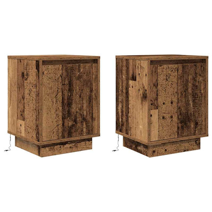 Bedside Cabinets with LED Lights 2 pcs Old Wood 38x34x50 cm