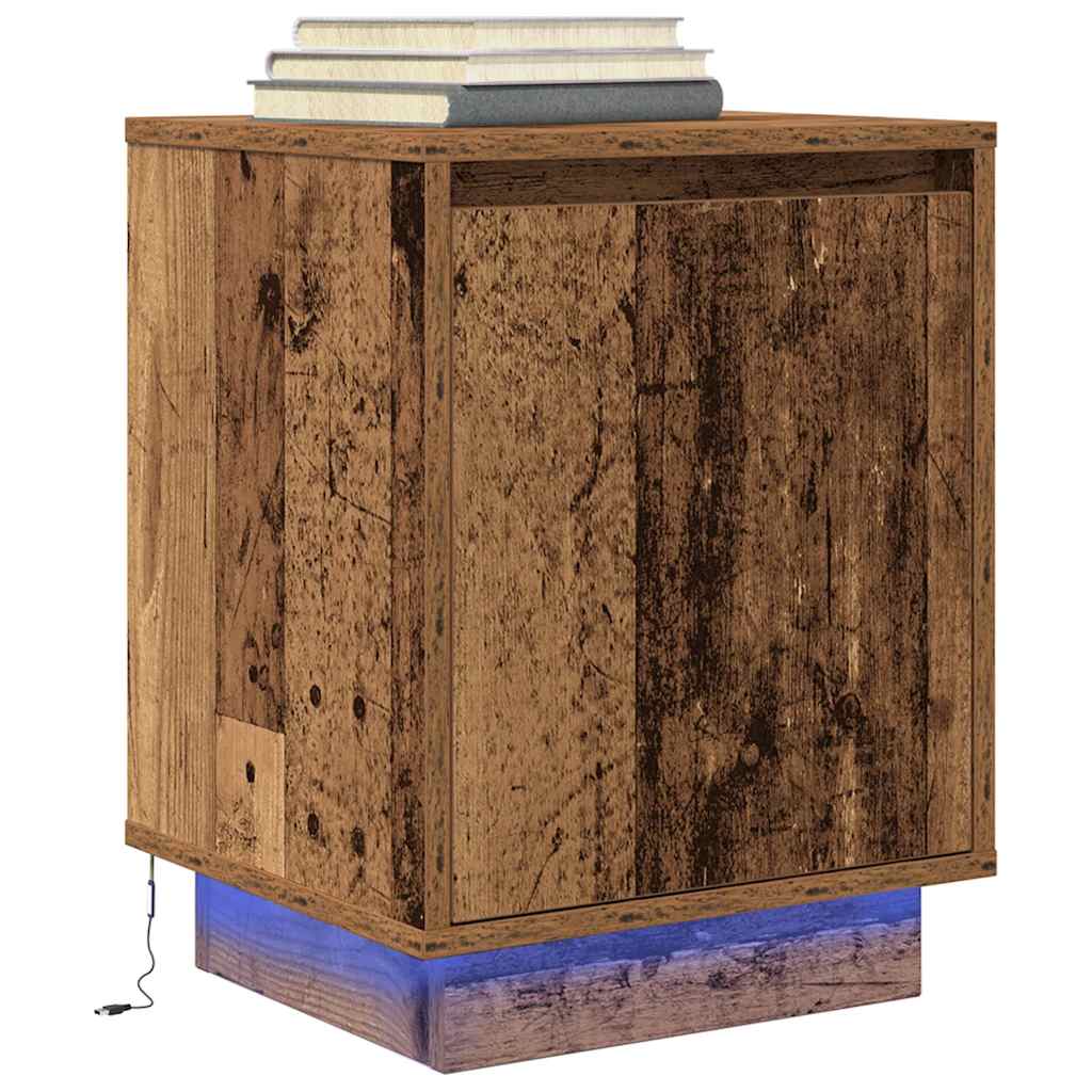 Bedside Cabinets with LED Lights 2 pcs Old Wood 38x34x50 cm