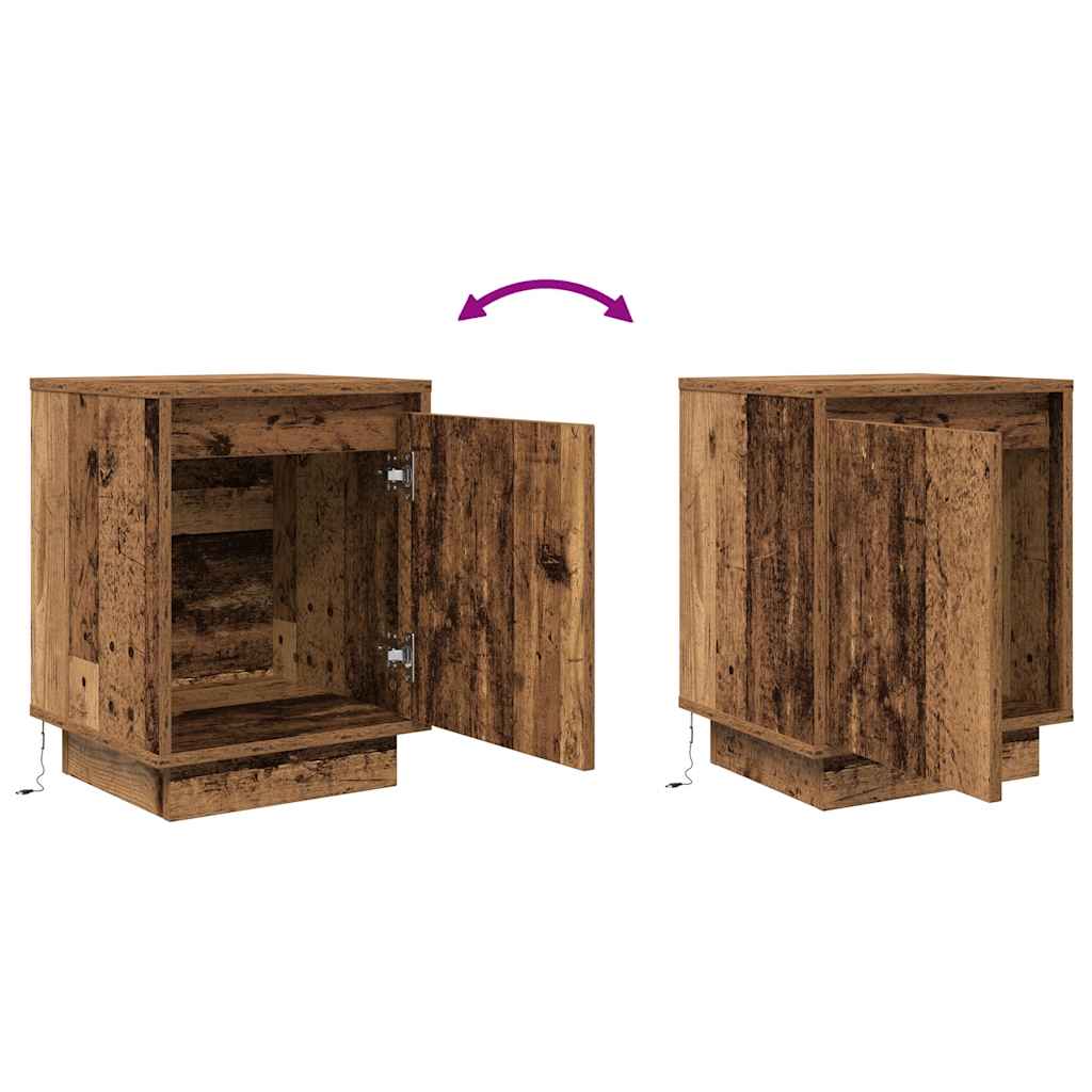 Bedside Cabinets with LED Lights 2 pcs Old Wood 38x34x50 cm