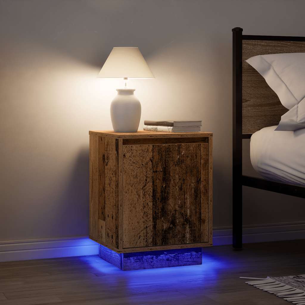 Bedside Cabinets with LED Lights 2 pcs Old Wood 38x34x50 cm