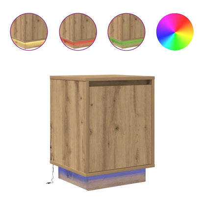 Bedside Cabinets with LED Lights 2 pcs Artisan Oak 38x34x50 cm