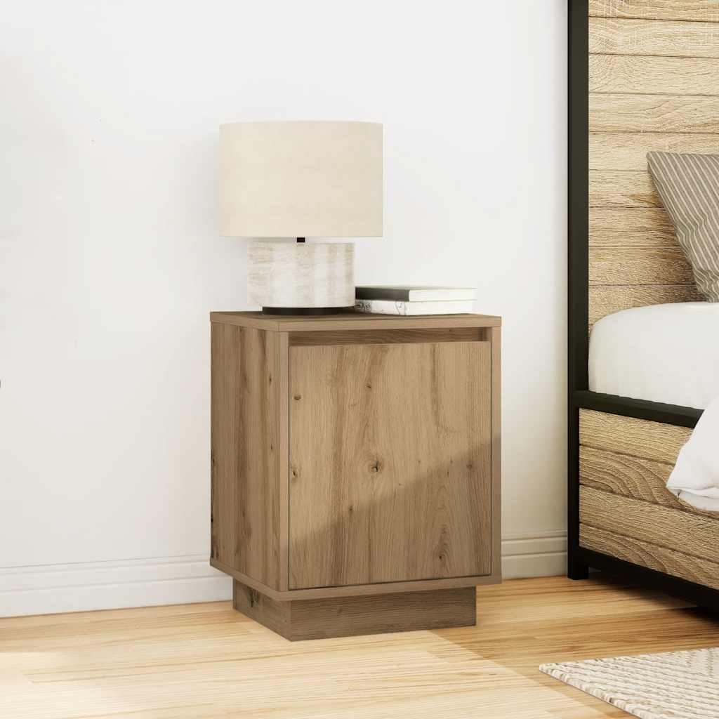 Bedside Cabinets with LED Lights 2 pcs Artisan Oak 38x34x50 cm