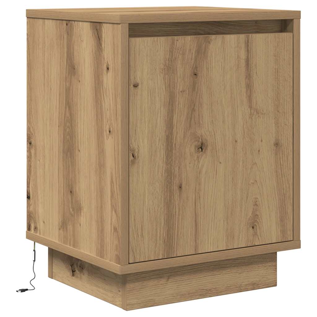 Bedside Cabinets with LED Lights 2 pcs Artisan Oak 38x34x50 cm