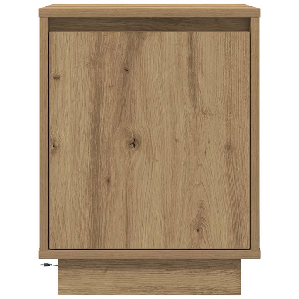 Bedside Cabinets with LED Lights 2 pcs Artisan Oak 38x34x50 cm