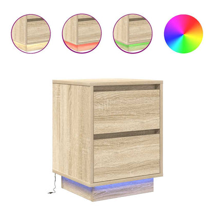 Bedside Cabinets with LED Lights 2 pcs Sonoma Oak 38x34x50 cm