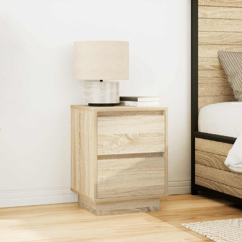 Bedside Cabinets with LED Lights 2 pcs Sonoma Oak 38x34x50 cm