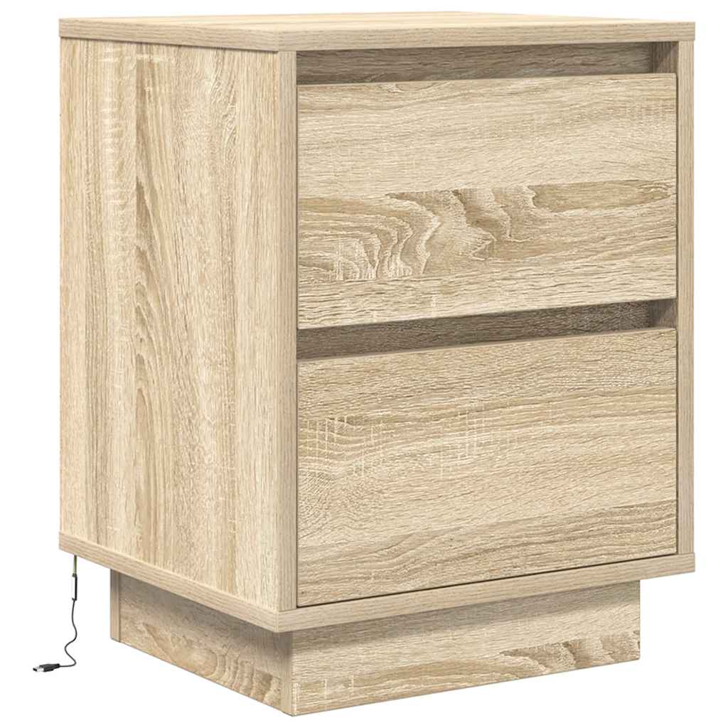 Bedside Cabinets with LED Lights 2 pcs Sonoma Oak 38x34x50 cm