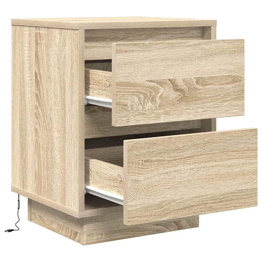 Bedside Cabinets with LED Lights 2 pcs Sonoma Oak 38x34x50 cm