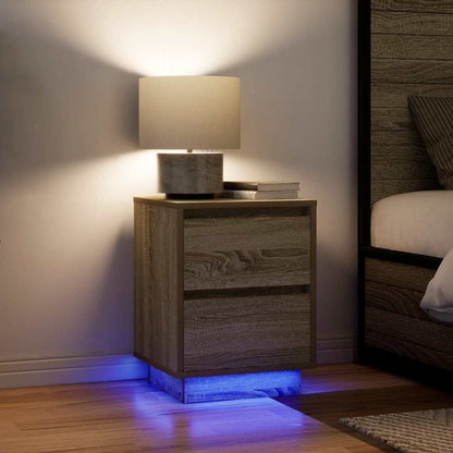 Bedside Cabinets with LED Lights 2 pcs Sonoma Oak 38x34x50 cm