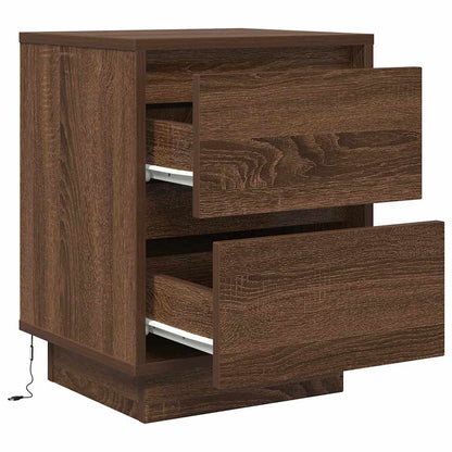 Bedside Cabinets with LED Lights 2 pcs Brown Oak 38x34x50 cm