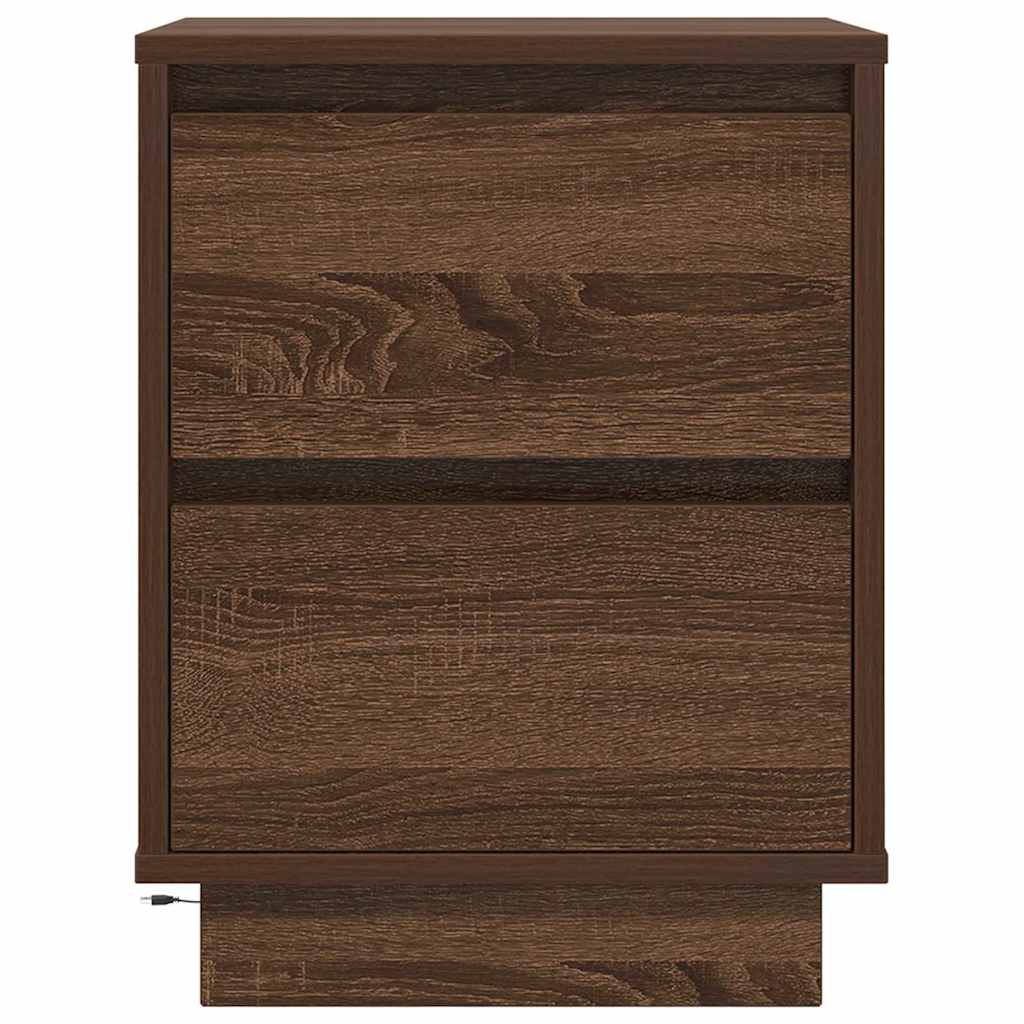 Bedside Cabinets with LED Lights 2 pcs Brown Oak 38x34x50 cm