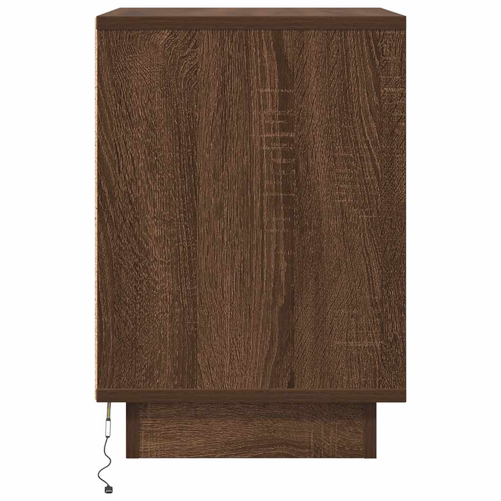 Bedside Cabinets with LED Lights 2 pcs Brown Oak 38x34x50 cm