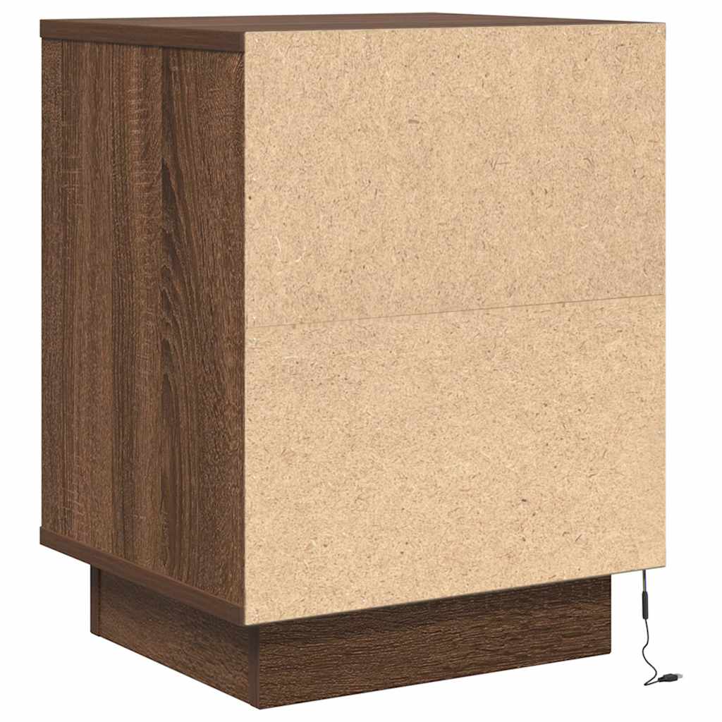 Bedside Cabinets with LED Lights 2 pcs Brown Oak 38x34x50 cm