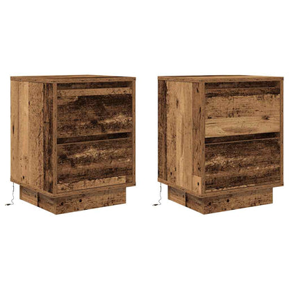 Bedside Cabinets with LED Lights 2 pcs Old Wood 38x34x50 cm