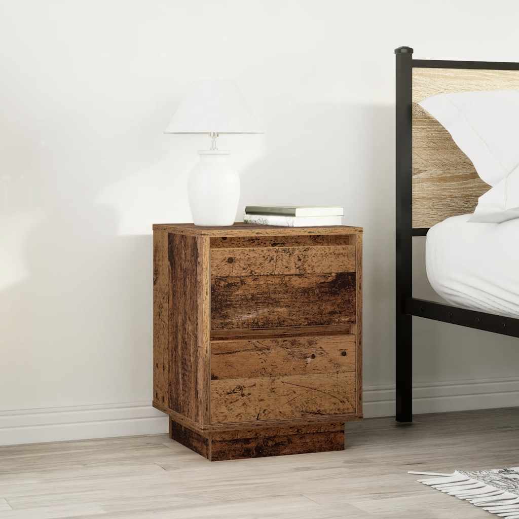 Bedside Cabinets with LED Lights 2 pcs Old Wood 38x34x50 cm