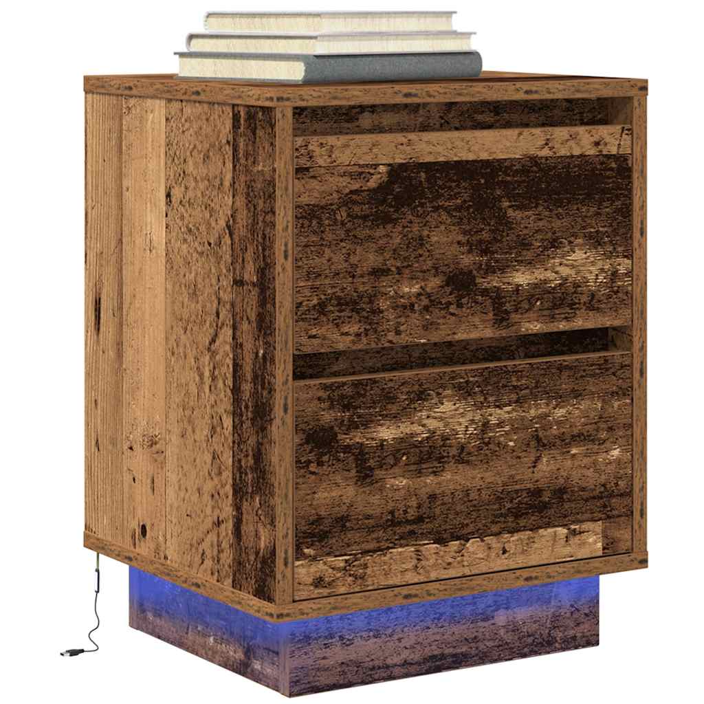 Bedside Cabinets with LED Lights 2 pcs Old Wood 38x34x50 cm