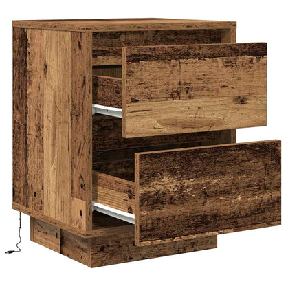 Bedside Cabinets with LED Lights 2 pcs Old Wood 38x34x50 cm