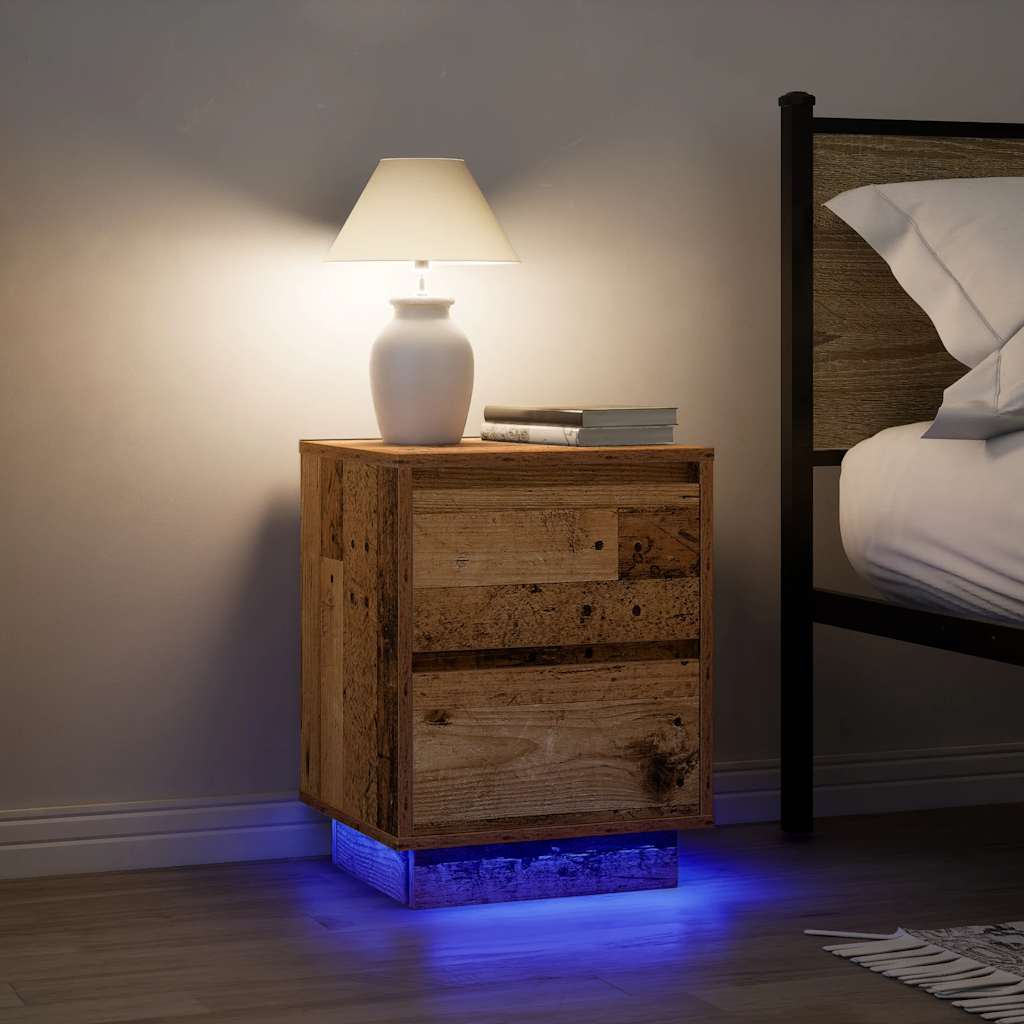 Bedside Cabinets with LED Lights 2 pcs Old Wood 38x34x50 cm