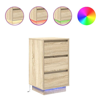 Bedside Cabinet with LED Lights Sonoma Oak 38x34x65 cm