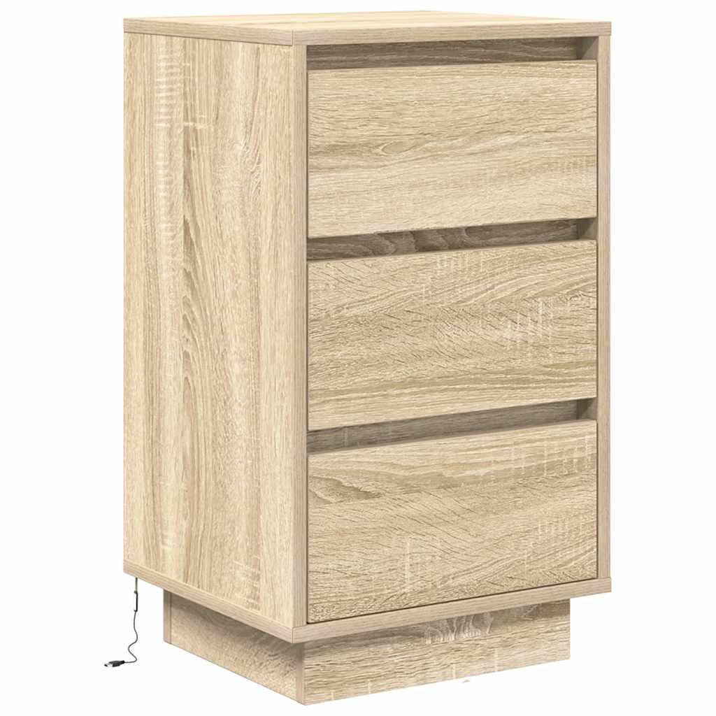 Bedside Cabinet with LED Lights Sonoma Oak 38x34x65 cm