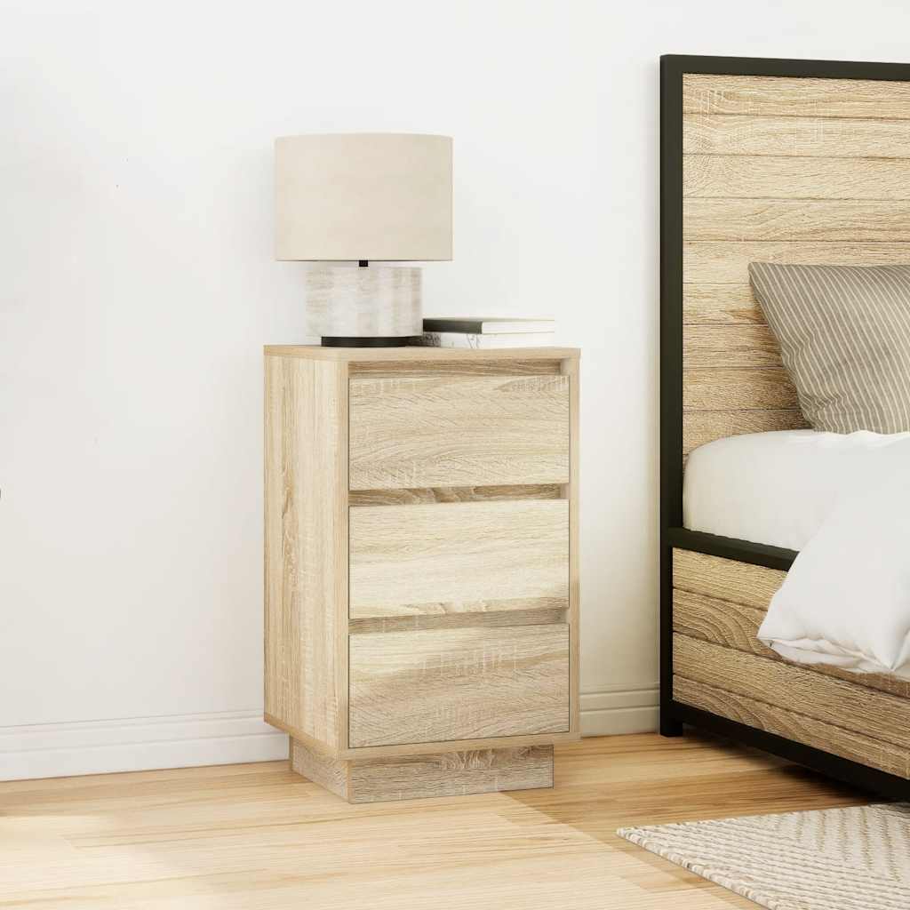 Bedside Cabinet with LED Lights Sonoma Oak 38x34x65 cm