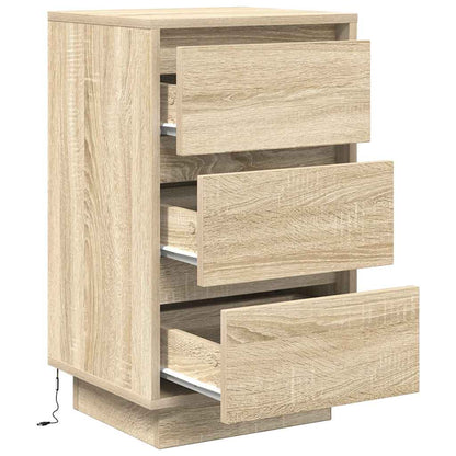 Bedside Cabinet with LED Lights Sonoma Oak 38x34x65 cm