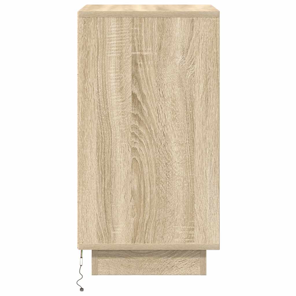 Bedside Cabinet with LED Lights Sonoma Oak 38x34x65 cm