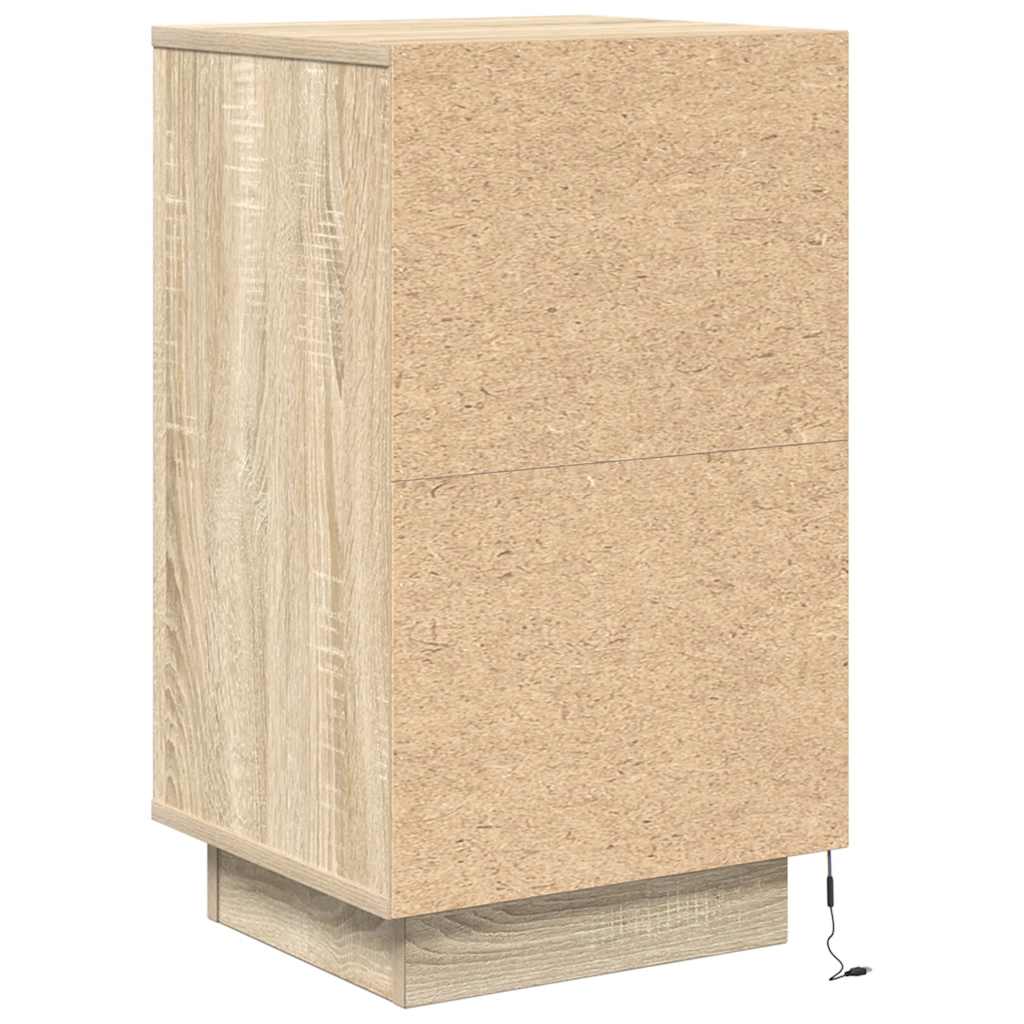 Bedside Cabinet with LED Lights Sonoma Oak 38x34x65 cm