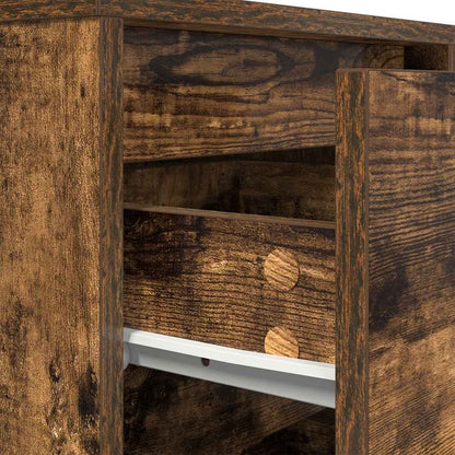 Bedside Cabinet with LED Lights Smoked Oak 38x34x65 cm