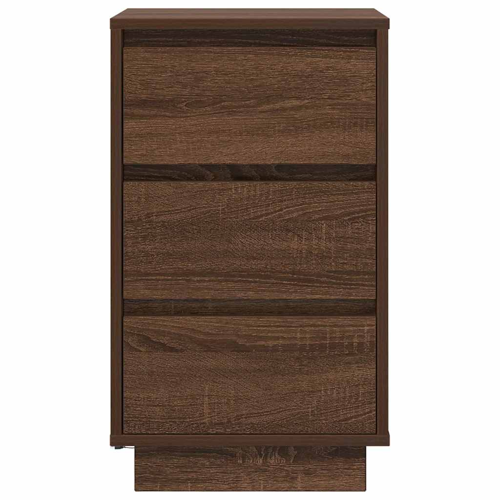 Bedside Cabinet with LED Lights Brown Oak 38x34x65 cm