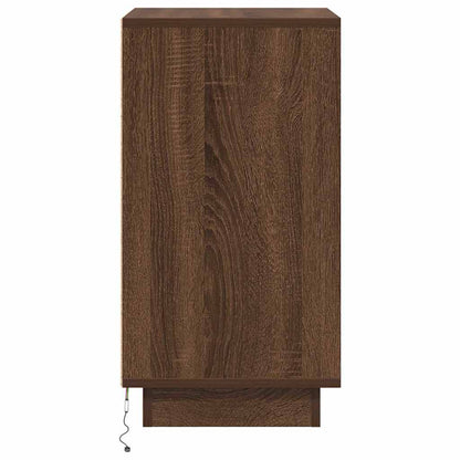 Bedside Cabinet with LED Lights Brown Oak 38x34x65 cm