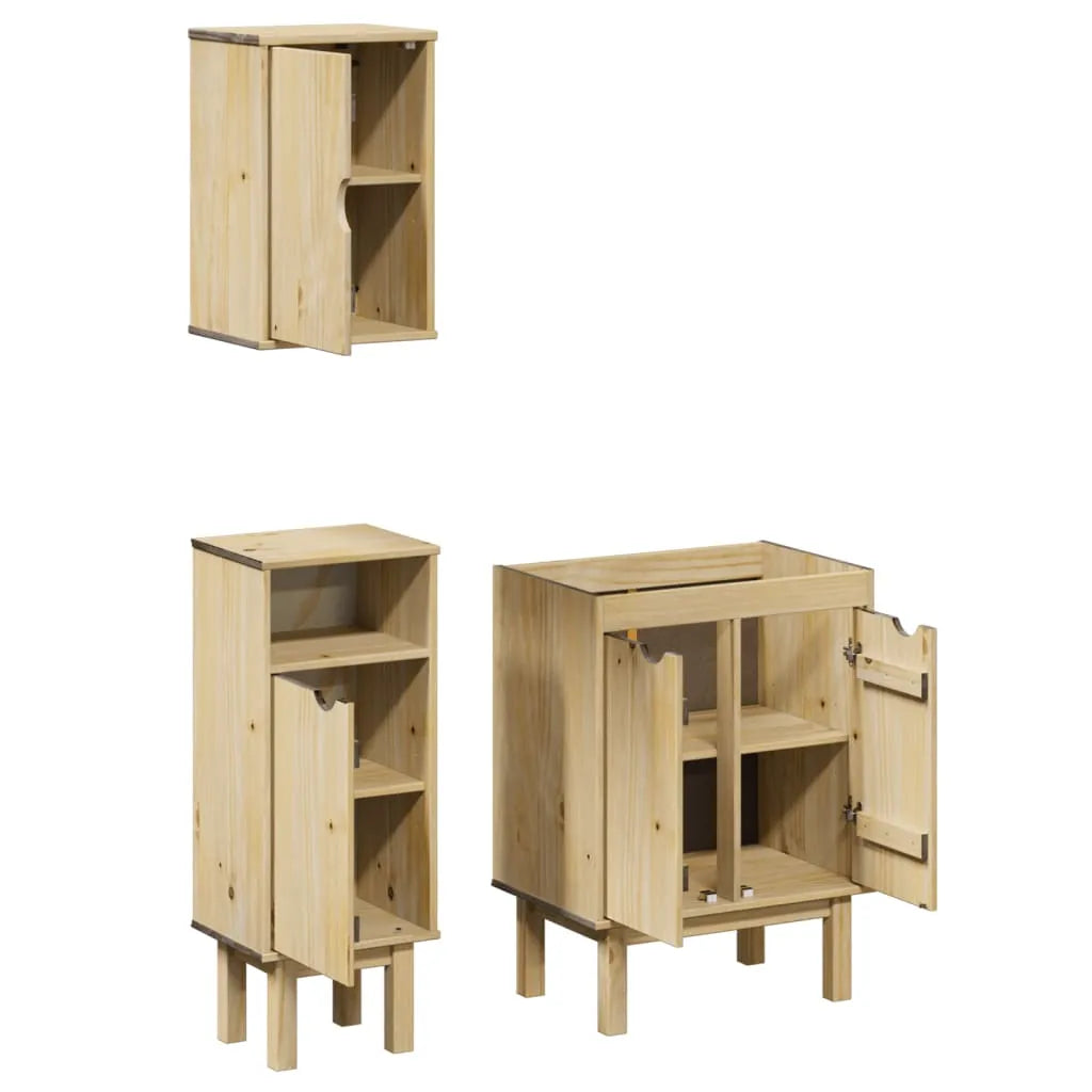 3 Piece Bathroom Furniture Set OTTA Solid Wood Pine