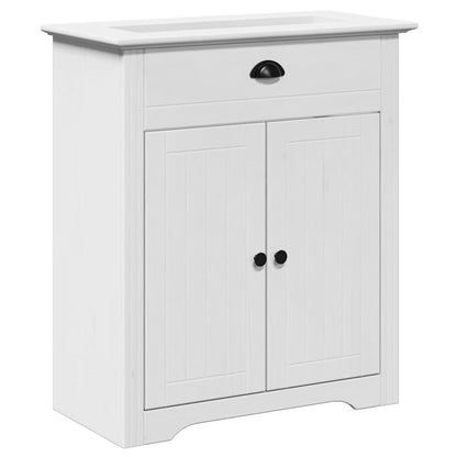 3 Piece Bathroom Furniture Set BODO White Solid Wood Pine