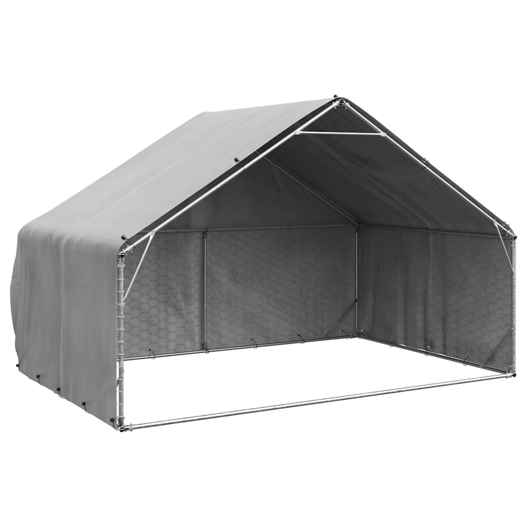 Outdoor Dog Kennel with Cover 3x2x1.9 m Galvanised Steel