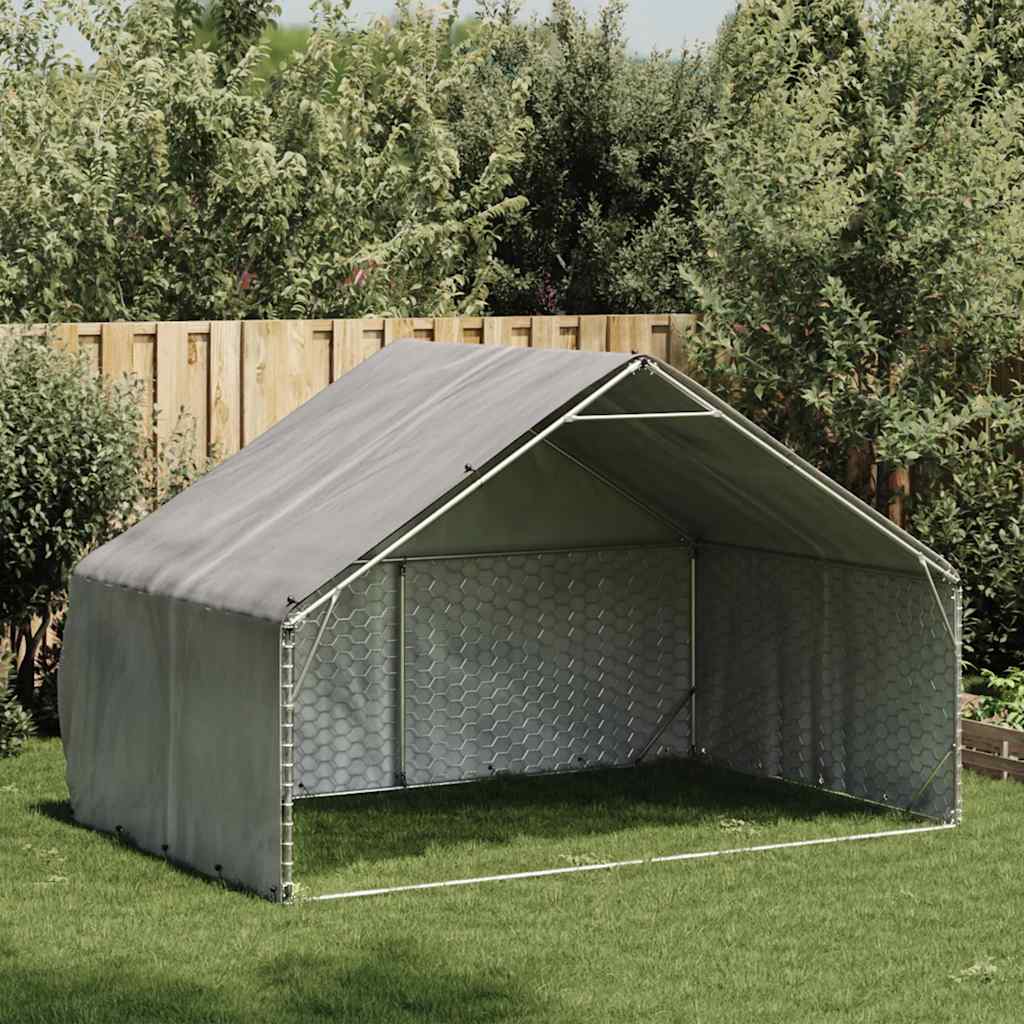 Outdoor Dog Kennel with Cover 3x2x1.9 m Galvanised Steel