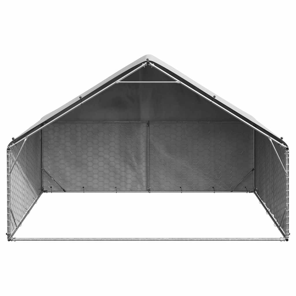 Outdoor Dog Kennel with Cover 3x2x1.9 m Galvanised Steel