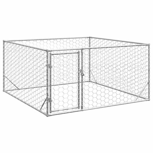 Outdoor Dog Kennel with Door 2x2x1 m Galvanised Steel