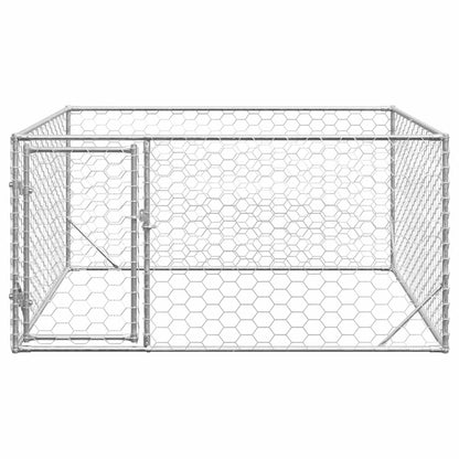 Outdoor Dog Kennel with Door 2x2x1 m Galvanised Steel