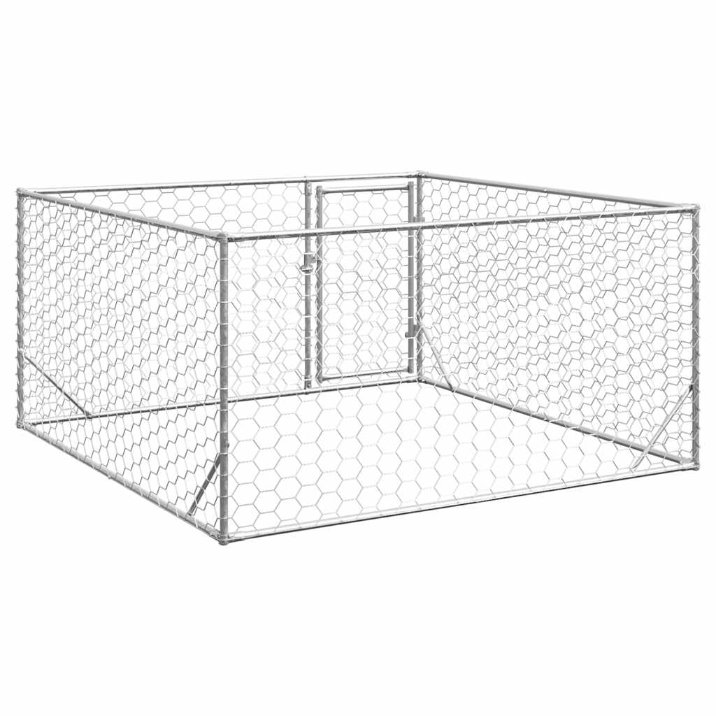 Outdoor Dog Kennel with Door 2x2x1 m Galvanised Steel