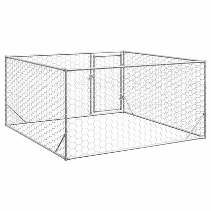 Outdoor Dog Kennel with Door 2x2x1 m Galvanised Steel