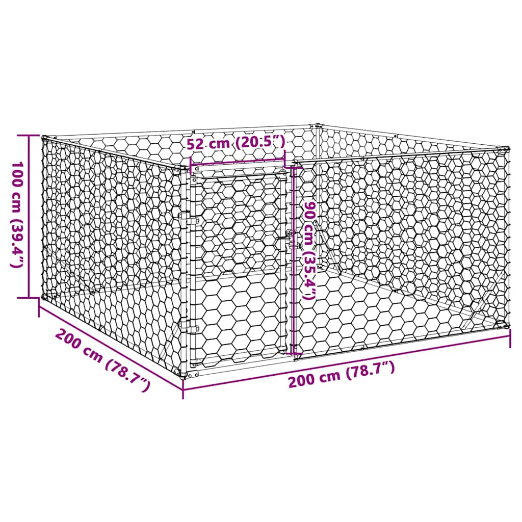 Outdoor Dog Kennel with Door 2x2x1 m Galvanised Steel