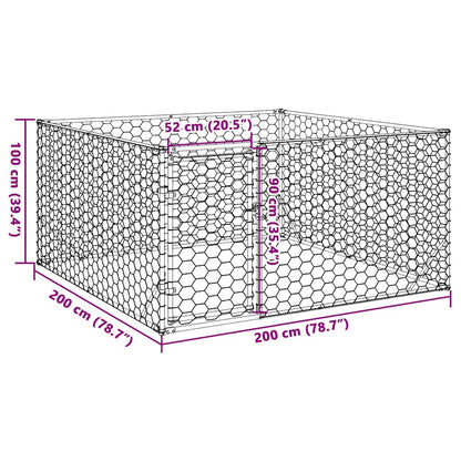 Outdoor Dog Kennel with Door 2x2x1 m Galvanised Steel