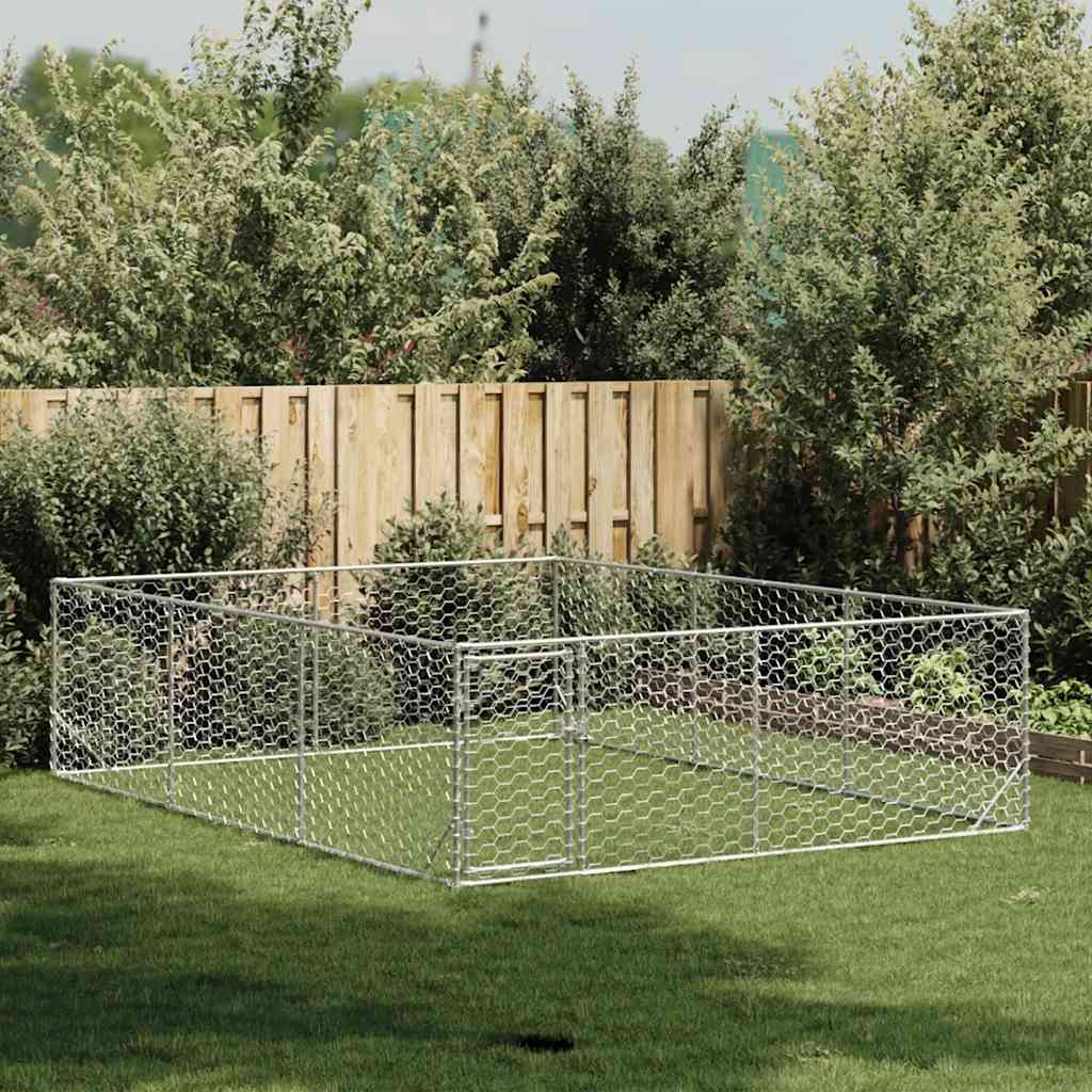 Outdoor Dog Kennel with Door 3x4x1 m Galvanised Steel