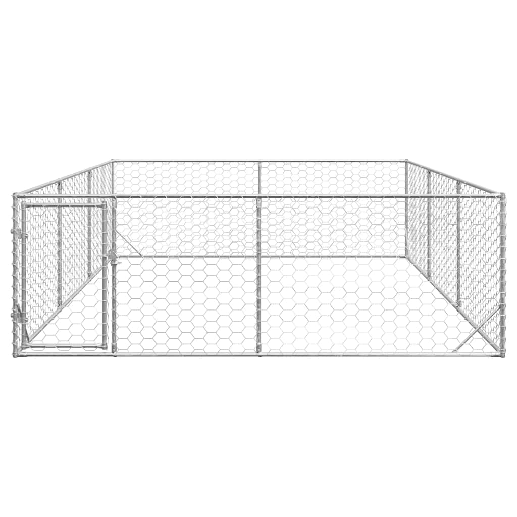 Outdoor Dog Kennel with Door 3x4x1 m Galvanised Steel