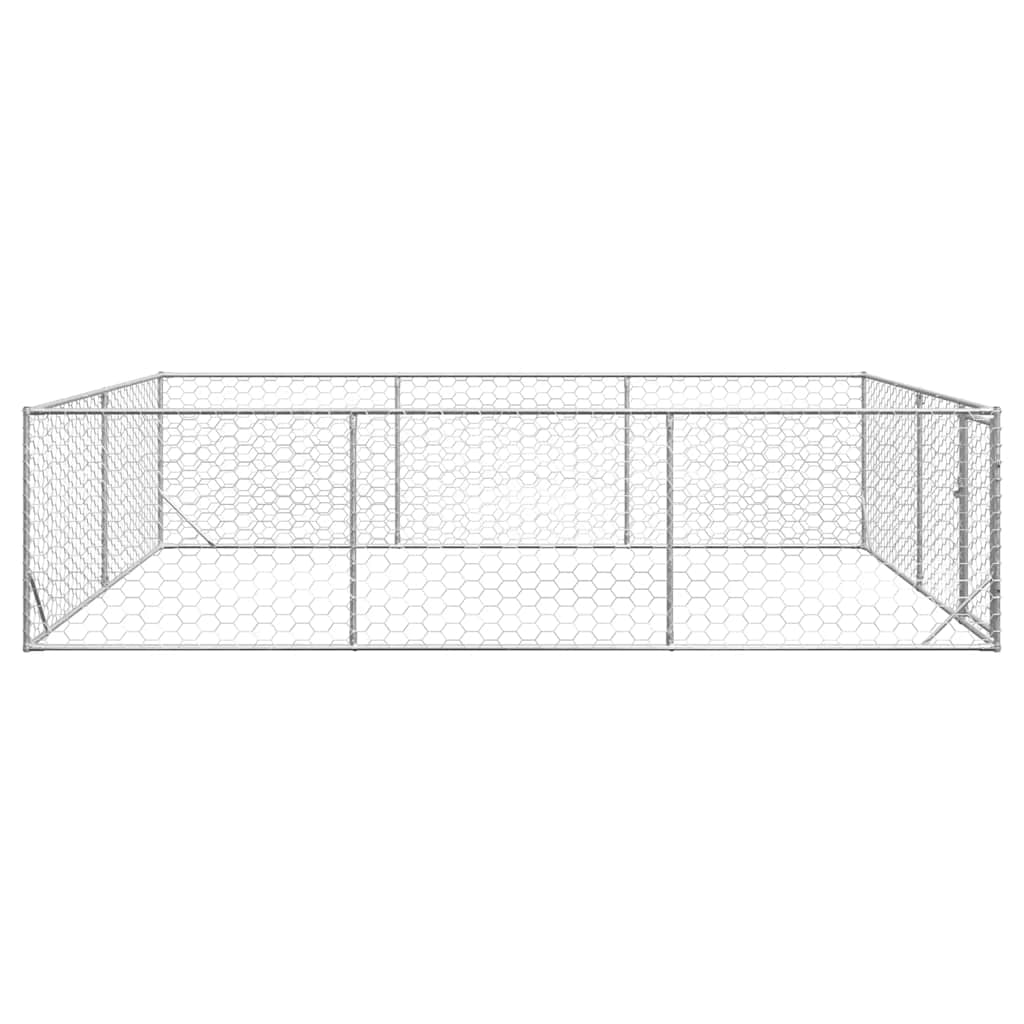 Outdoor Dog Kennel with Door 3x4x1 m Galvanised Steel