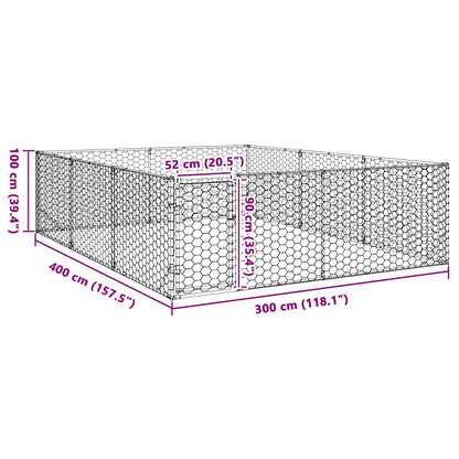 Outdoor Dog Kennel with Door 3x4x1 m Galvanised Steel